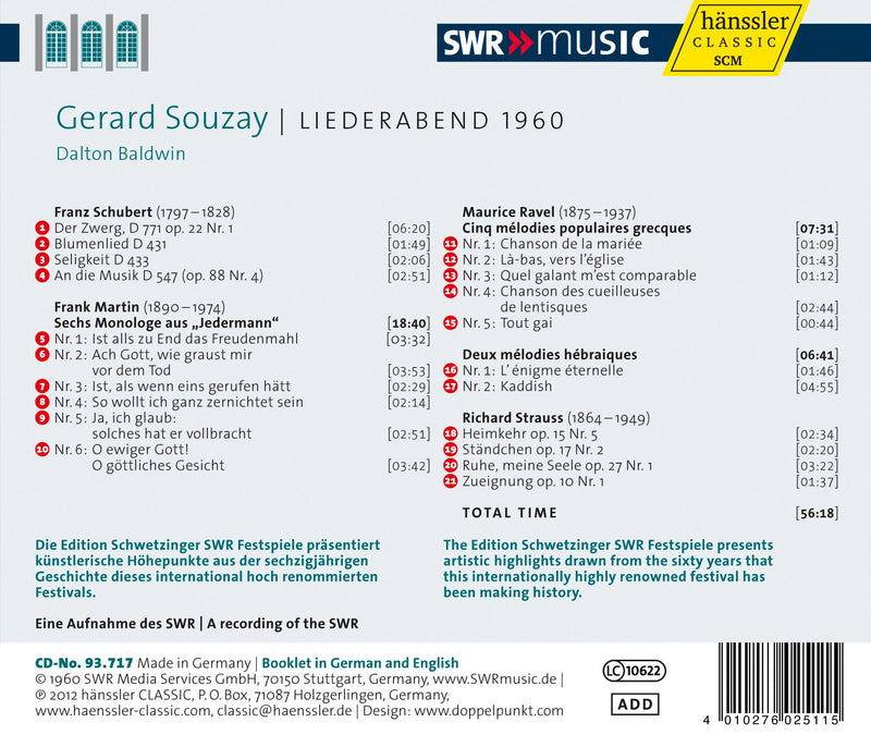 Souzay: Liederabend 1960