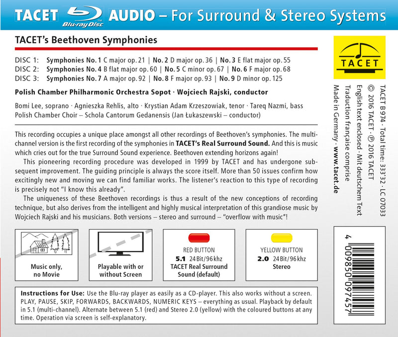 Beethoven: Symphonies Nos. 1-9 / Rajski, Polish Chamber Philharmonic [Blu-ray Audio]