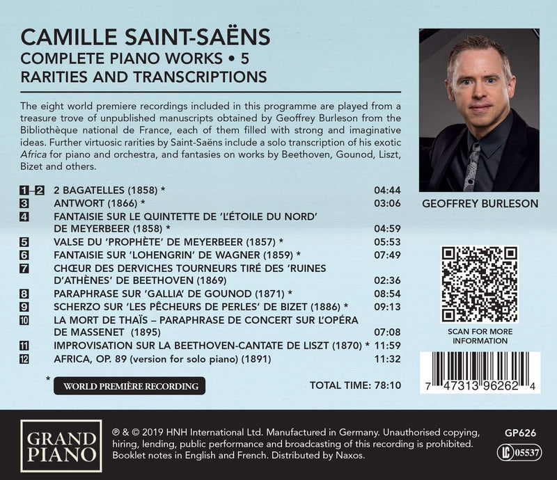 Saint-Saens: Complete Piano Works, Vol. 5 - Rarities & Transcriptions / Burleson