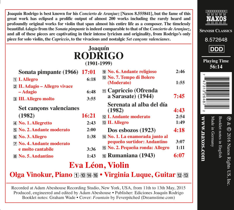 Rodrigo: Chamber Music with Violin / Leon, Vinokur, Luque