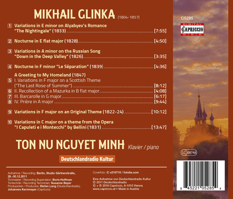 Glinka: Piano Variations, A Greeting to My Homeland & Nocturnes / Minh