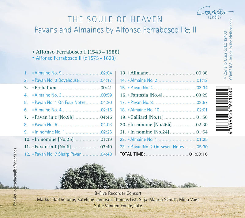 Ferrabosco: The Soule of Heaven / Eynde, B-Five Recorder Consort