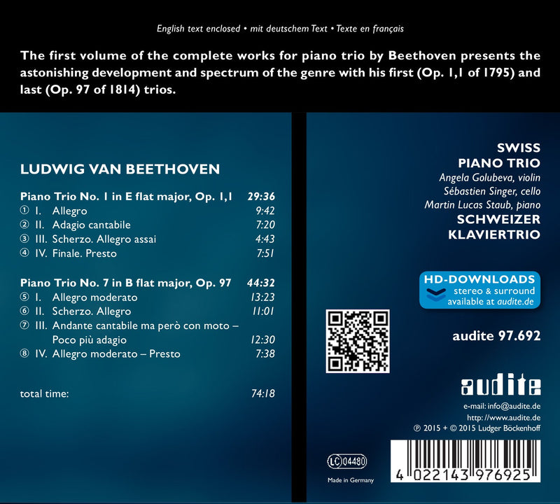 Beethoven: Complete Works for Piano Trio, Vol. 1 / Swiss Piano Trio