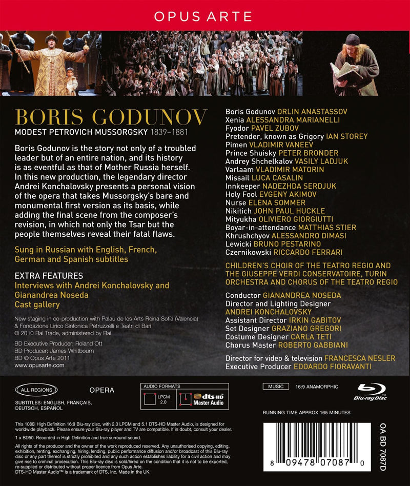 Mussorgsky: Boris Godunov / Noseda, Anastassov, Zubov, Marianelli, Storey, Bronder [blu-ray]