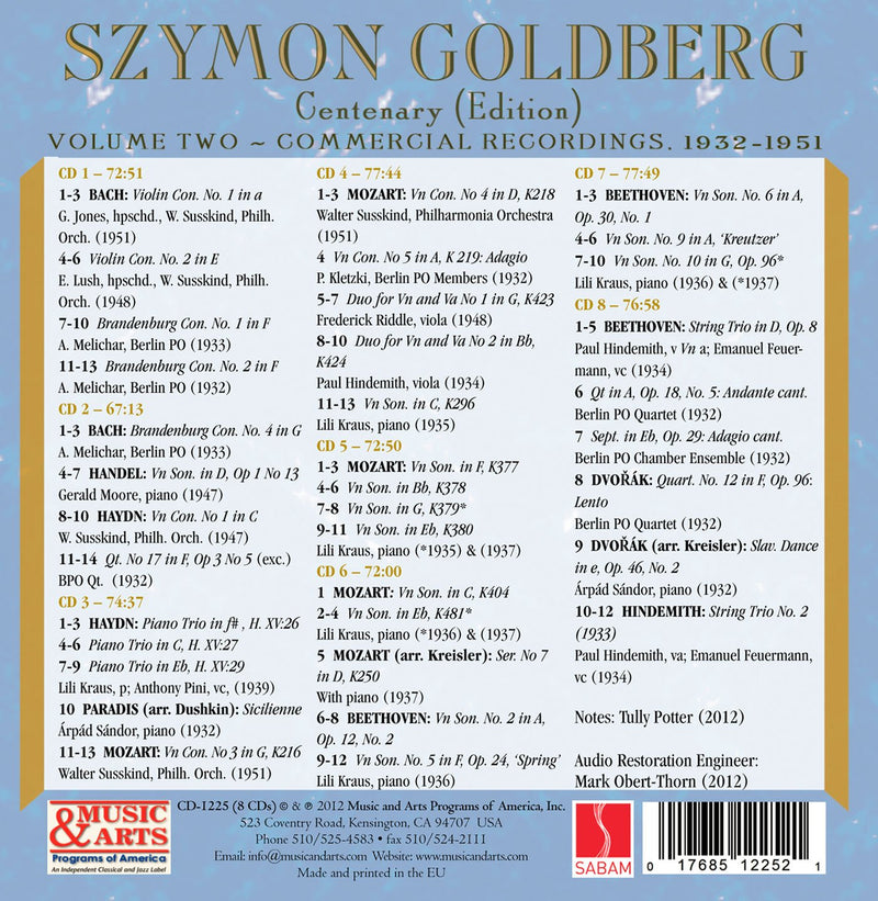 Szymon Goldberg Vol 2 - Commercial Recordings 1932-1951