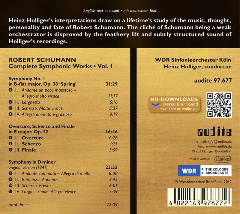 Schumann: Complete Symphonic Works, Vol. 1