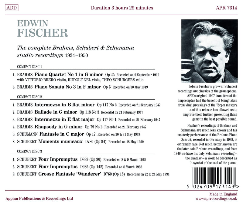The Complete Brahms, Schubert & Schumann Studio Recordings 1