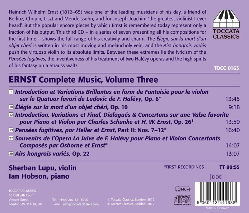 Ernst: Complete Music Vol 3 / Sherban Lupu, Ian Hobson