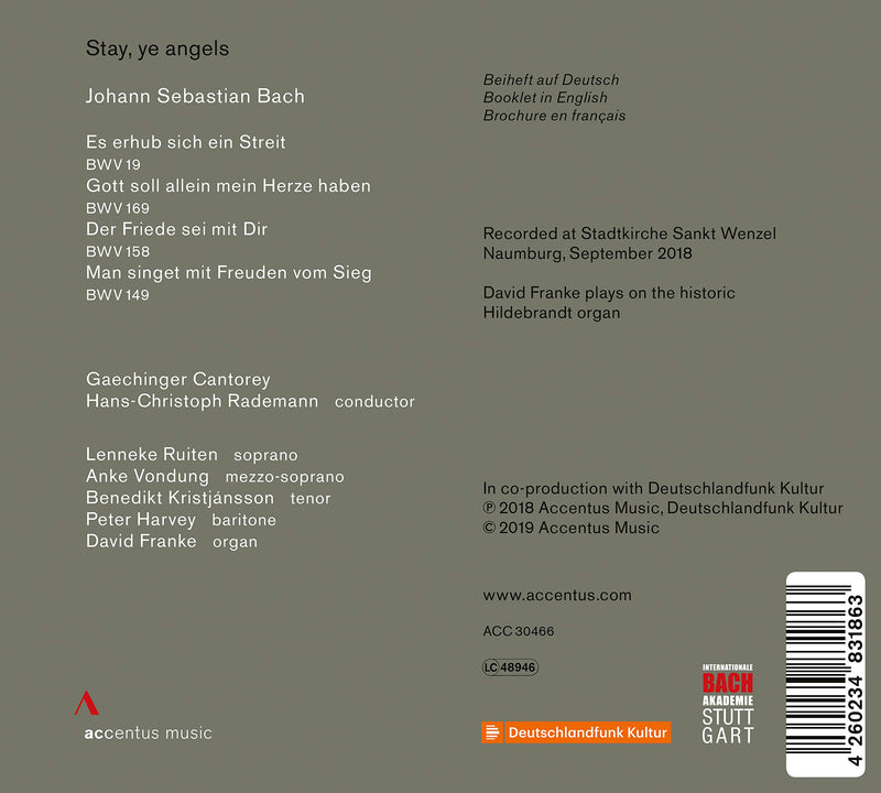 Stay, ye angels: Bach Cantatas / Rademann, Gaechinger Cantorey