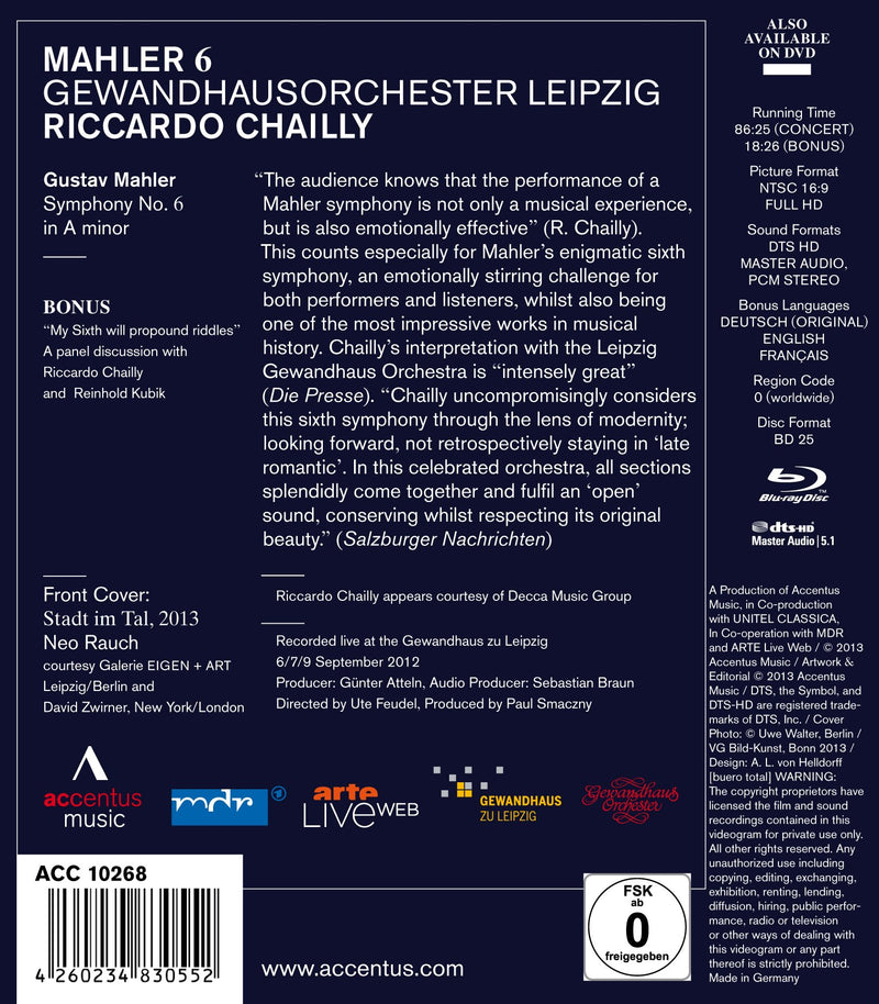 Mahler: Symphony No 6 / Chailly, Leipzig Gewandhaus Orchestra [blu-ray]