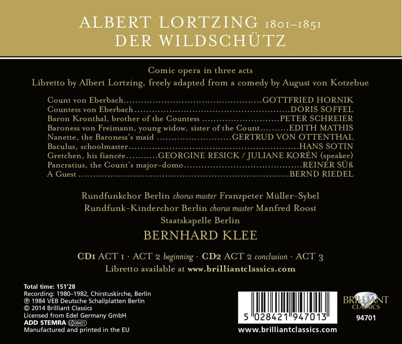 Lortzing: Der Wildschutz / Klee, Hornik, Soffel