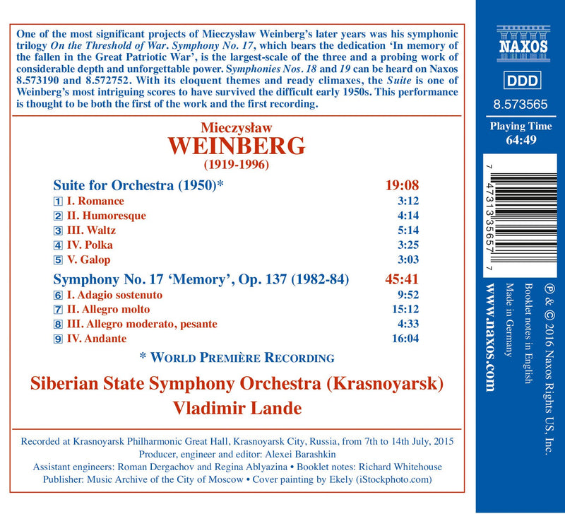 Weinberg: Symphony No. 17 & Suite for Orchestra / Lande, Siberian State Symphony