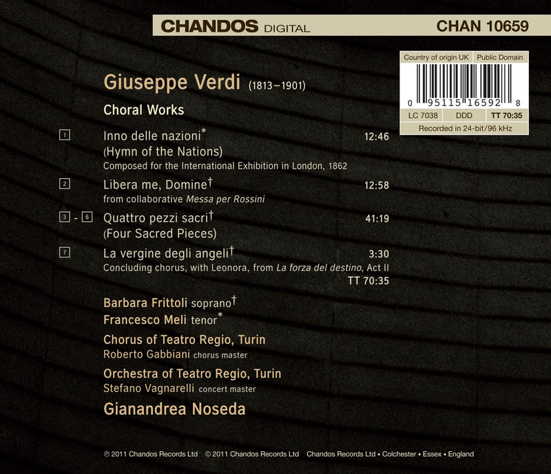 Verdi: Four Sacred Pieces; Hymn Of The Nations