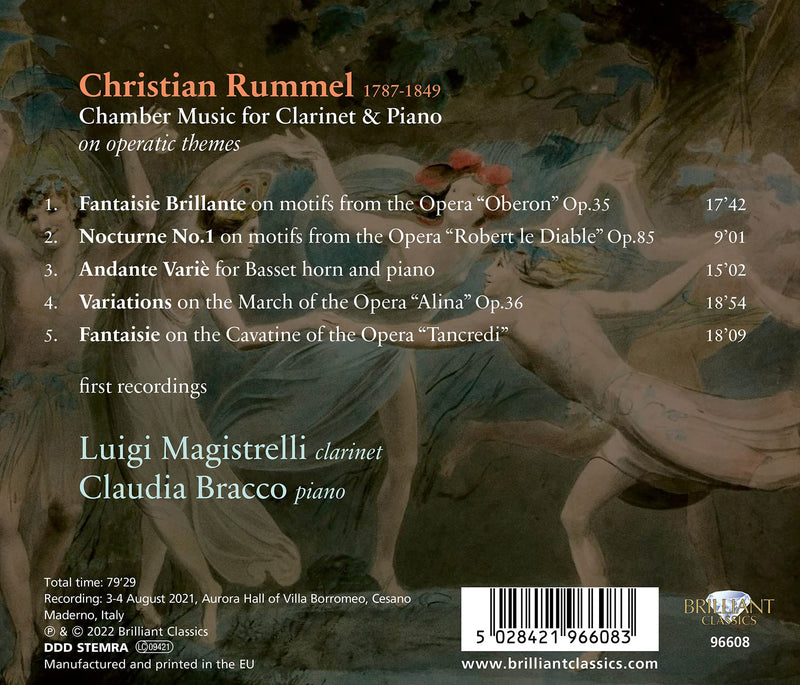 Rummel: Chamber Music for Clarinet & Piano / Magistrelli, Bracco