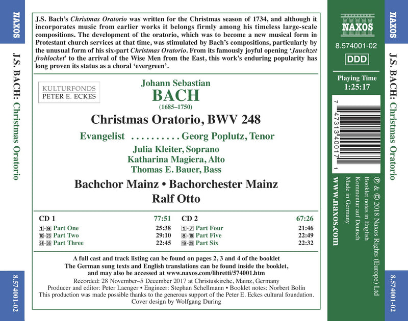 Bach: Christmas Oratorio / Otto, Mainz Bach Orchestra and Choir