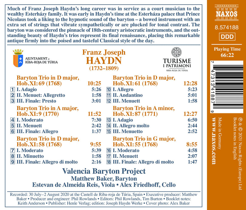 J. Haydn: Baryton Trios - Treasures from the Esterháza Palace / Valencia Baryton Project