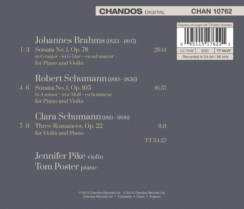 Brahms: Violin Sonatas / Pike, Poster