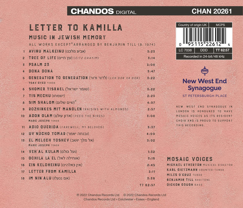 Letter to Kamilla – Music in Jewish Memory / Mosaic Voices
