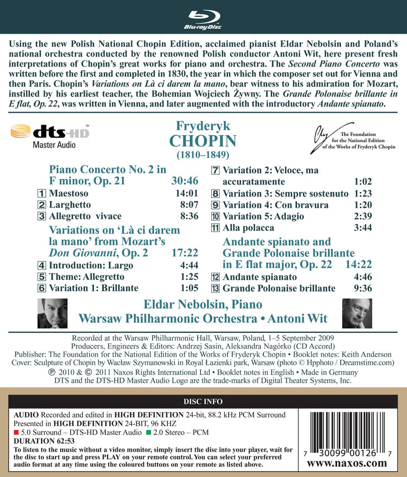 Chopin: Piano Concerto No 2 / Nebolsin, Wit, Warsaw Philharmonic [blu-ray Audio]