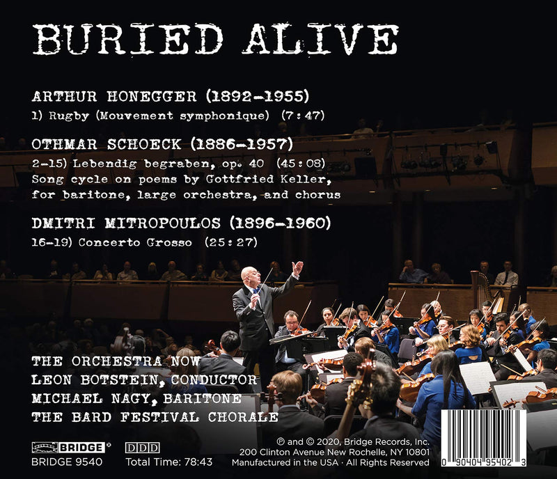 Buried Alive - Honegger, Schoeck & Mitropoulos / Nagy, Botstein, Orchestra Now