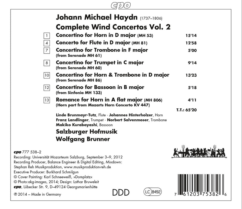 Michael Haydn: Complete Wind Concertos, Vol. 2
