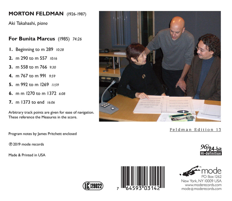 Feldman: For Bunita Marcus / Takahashi