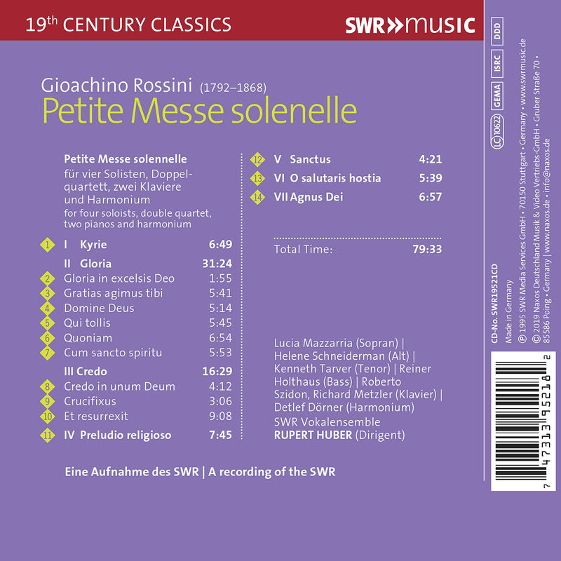 Rossini: Petite messe solennelle / Huber, Southwest German Radio Vocal Ensemble