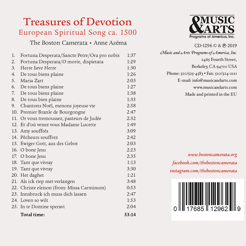 Treasures of Devotion: European Spiritual Song ca. 1500 / Azema, Boston Camerata