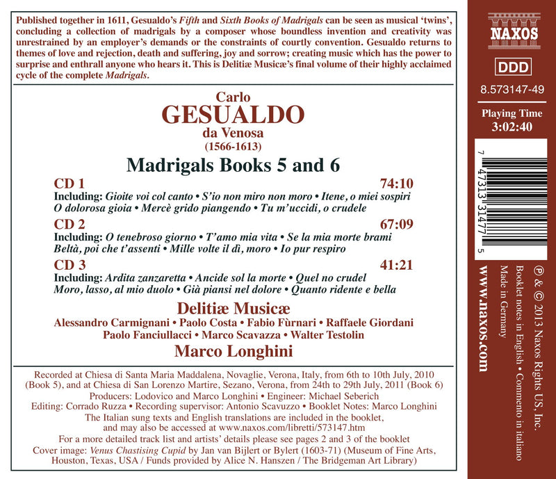 Gesualdo: Madrigals, Books 5 & 6 / Longhini, Delitiae Musicae