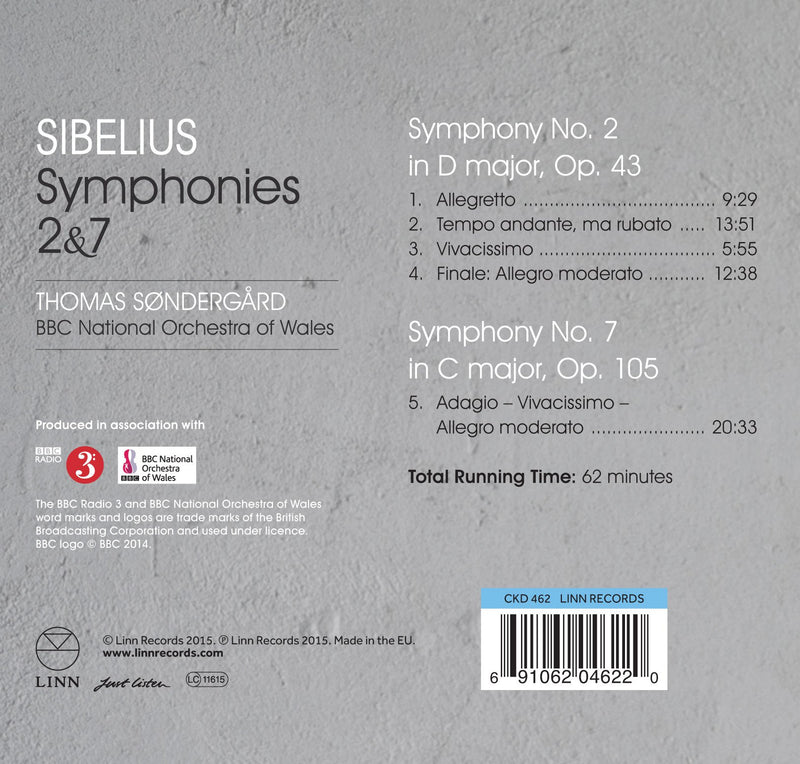 Sibelius: Symphonies Nos. 2 & 7 / Sondergard, BBC National Orchestra of Wales