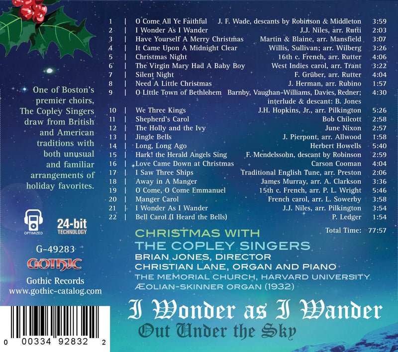 I Wonder As I Wander Out Under The Sky / Jones, The Copley Singers