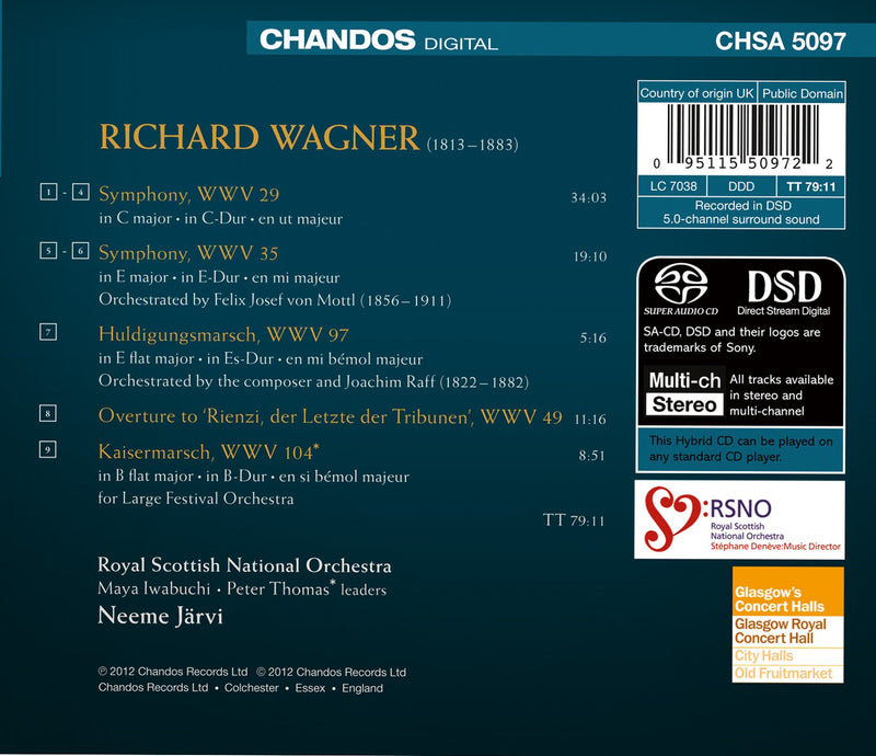 Wagner: Two Symphonies, Marches, Rienzi Overture / Jarvi, Royal Scottish National Orchestra