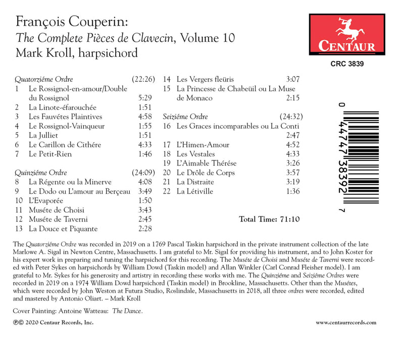 Couperin: The Complete Pièces de Clavecin, Vol. 10