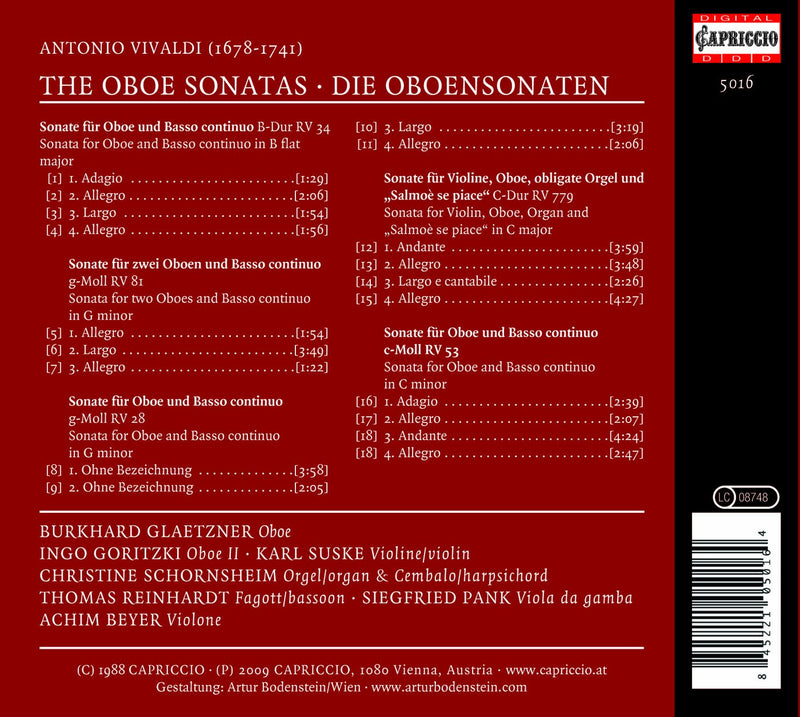 Vivaldi: The Oboe Sonatas / Burkhard Glaetzner