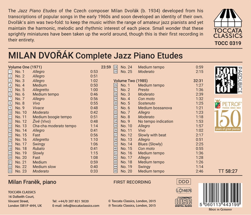 Milan Dvorák: Complete Jazz Piano Etudes