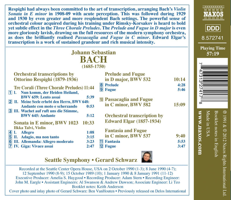 Bach - Orchestral Transcriptions By Respighi And Elgar