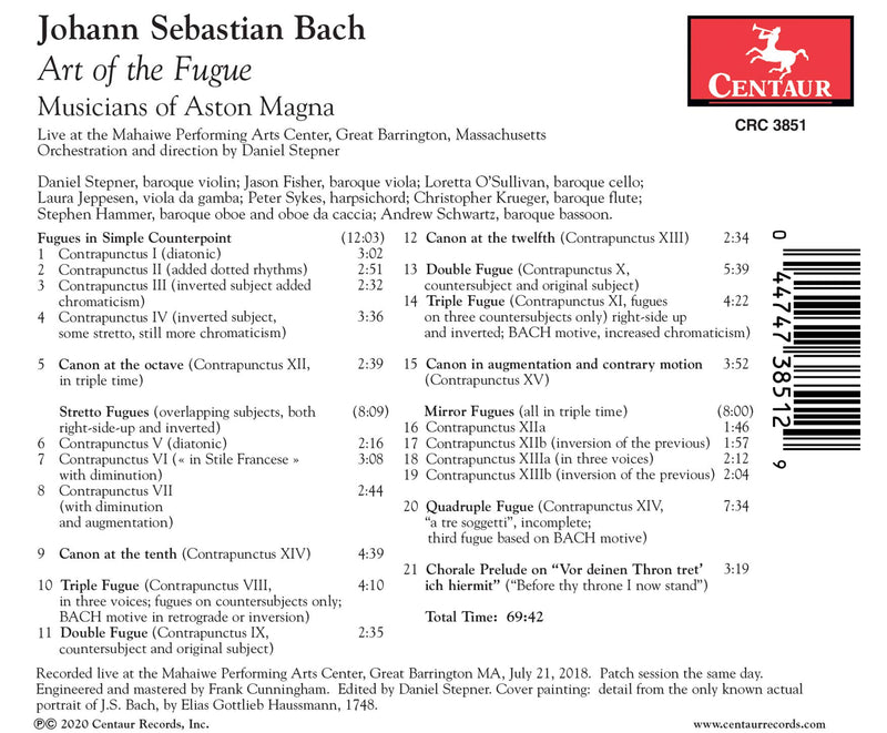 Bach: Art of the Fugue / Musicians of Aston Magna