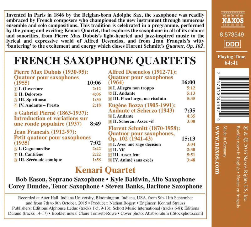 French Saxophone Quartets / Kenari Quartet