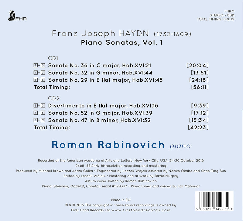 Haydn: Piano Sonatas, Vol. 1 / Rabinovich