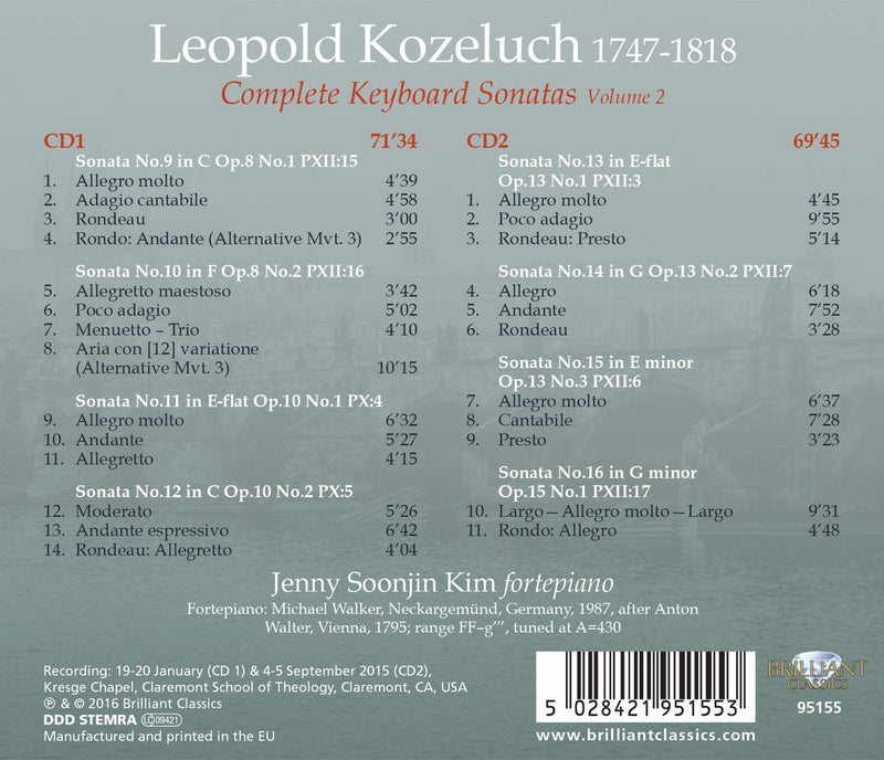 Kozeluch: Complete Keyboard Sonatas, Vol. 2 / Kim