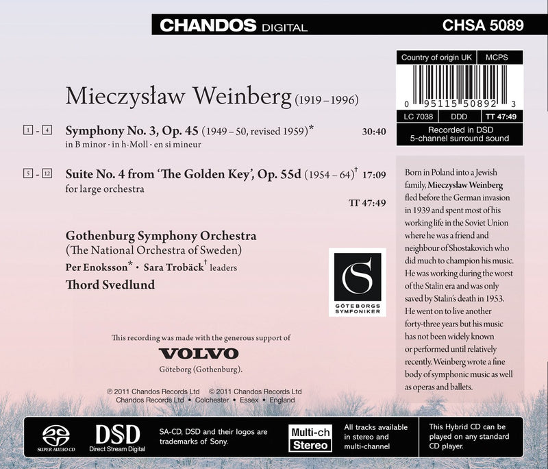 Weinberg: Symphony No. 3; The Golden Key Suite No. 4 / Svedlund, Gothenburg Symphony Orchestra