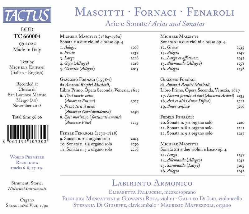 Arias & Sonatas / Labirinto Armonico Ensemble