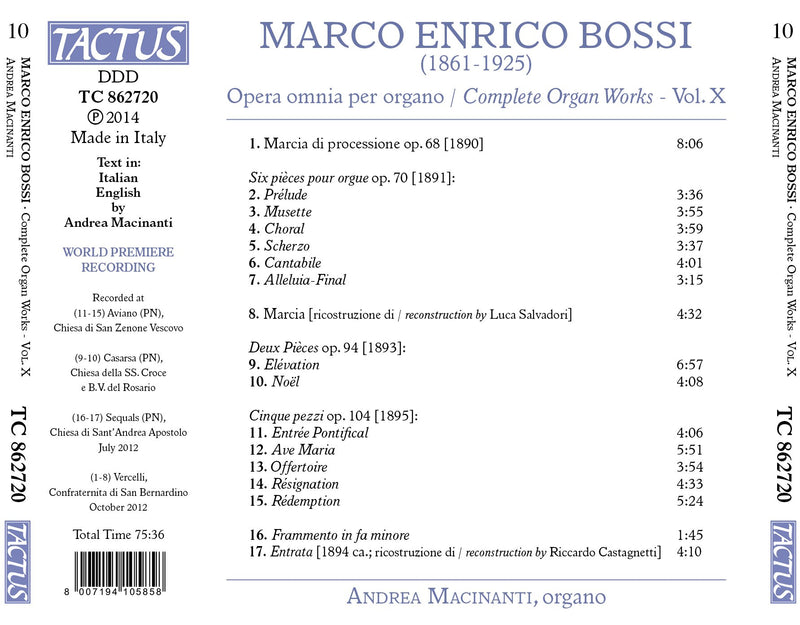 Bossi: Opera omnia per organo, Vol. 10