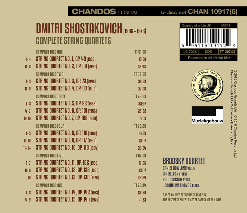 Shostakovich: Complete String Quartets (Live)
