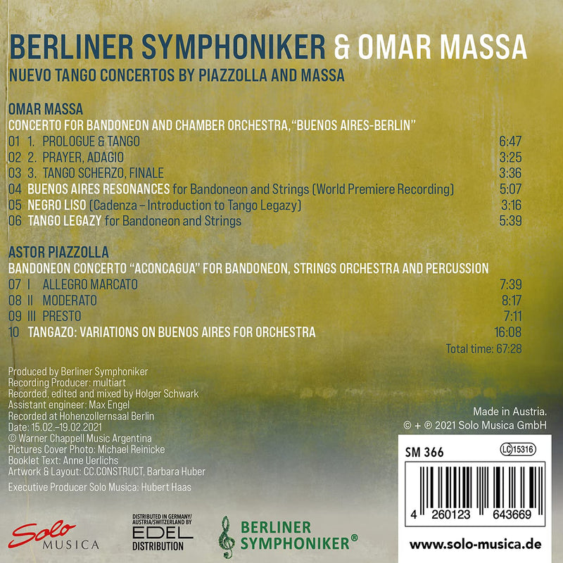 Piazzolla, Massa: Nuevo Tango Concertos / Massa, Laycock, Deutsches Symphonie-Orchester Berlin