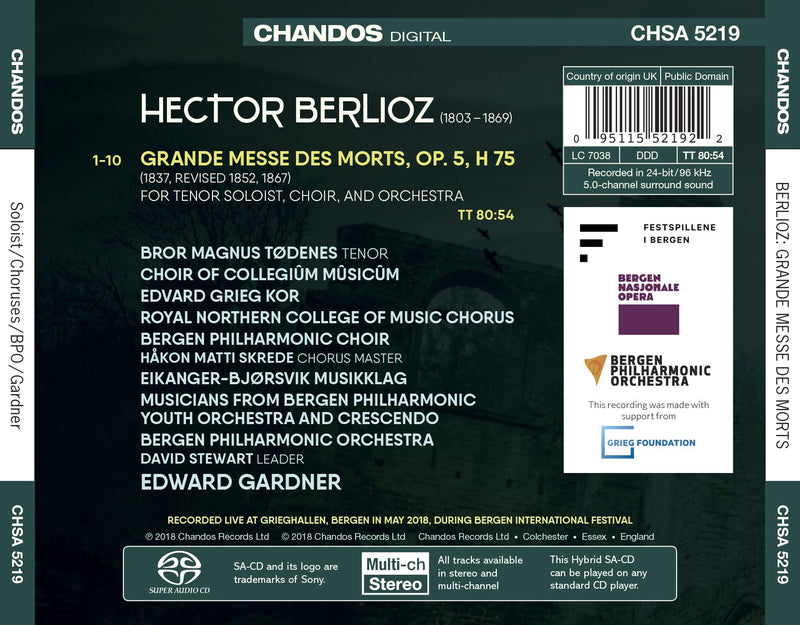 Berlioz: Grande Messe des Morts, Op. 5 / Gardner, Bergen Philharmonic