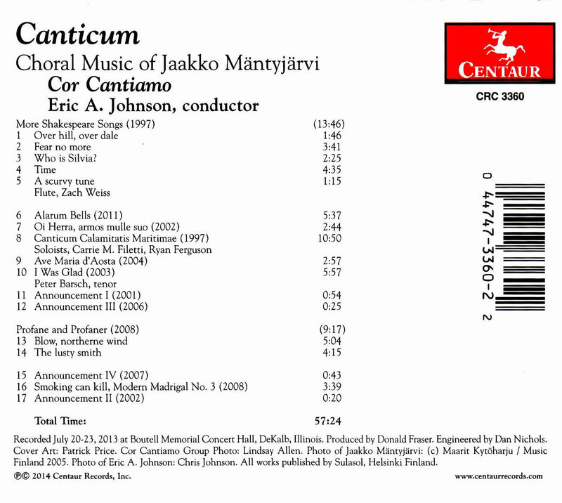 Canticum: Choral Music Of Jaakko Mantyjarvi