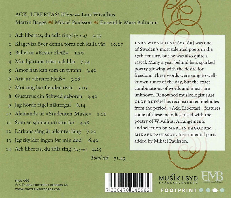 Ack, Libertas!: Songs from the 17th century with lyrics by L