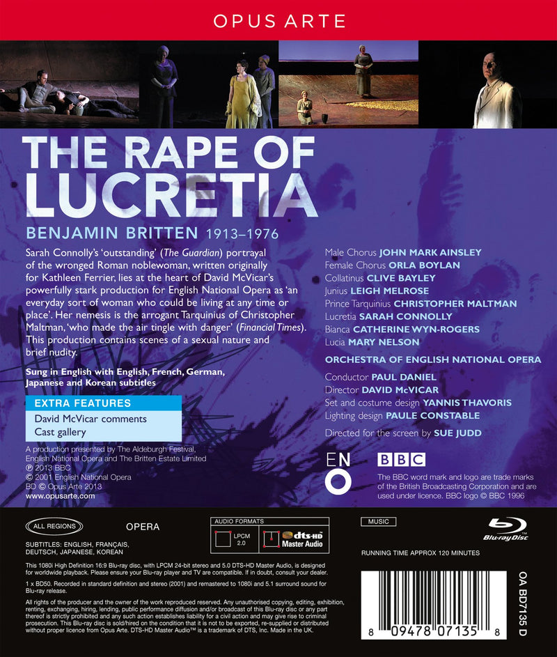 Britten: The Rape Of Lucretia / Ainsley, Boylan, Bayley, Melrose, Maltman [blu-ray]