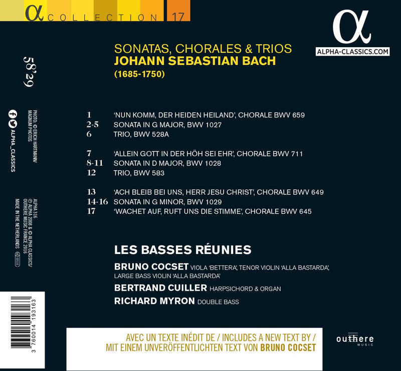 Bach: Sonatas, Chorales & Trios / Cocset, Les Basses Reunies